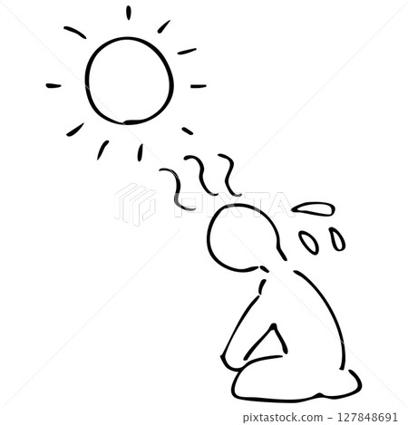 Simple heat stroke line drawing vector material - Stock Illustration ...