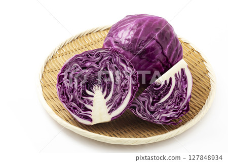 Purple cabbage on white background 127848934