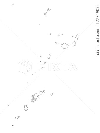 Simple hand-drawn map of the small island of Kagoshima in Kyushu 127849053