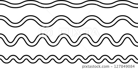 Wavy line/zigzag double omission wavy line whole 127849084