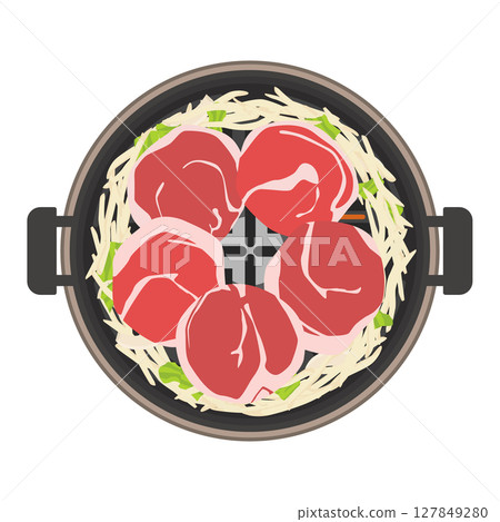 Illustration of lamb roll Genghis Khan cooked on a charcoal grill 127849280