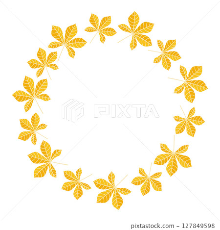Round frame with yellow autumn leaves Round frame with yellow autumn leaves 127849598