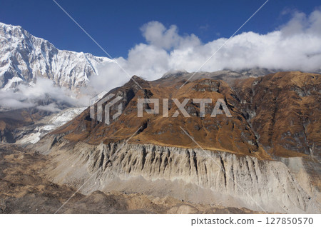 View of Mountain Range from Annapurna Base Camp (ABC) in Nepal Himalaya. View of Mountain Range from Annapurna Base Camp (ABC) in Nepal Himalaya. 127850570