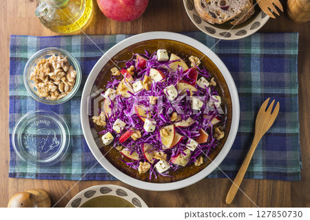 Apple and purple cabbage salad 127850730