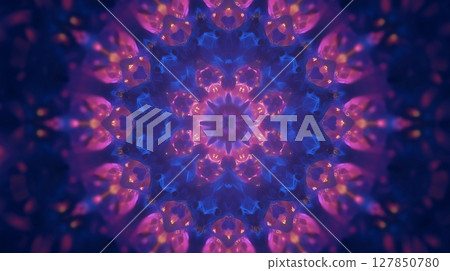 夢幻般的藍色萬花筒效果背景抽象圖像背景 127850780