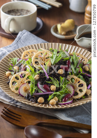 Lotus root and hijiki salad Lotus root and hijiki salad 127850799