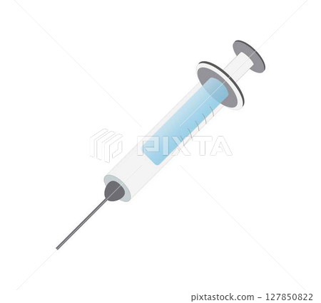 Medical syringe and needle on white background, Glass syringe, medicine medical line icon syringe, Medical syringe symbol Medical syringe and needle on white background, Glass syringe, medicine medical line icon syringe, Medical syringe symbol 127850822