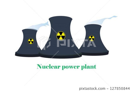 illustration of physics and technology, Nuclear power plant, the thermal power plants , Cooling tower of nuclear power plant, power supply system illustration of physics and technology, Nuclear power plant, the thermal power plants , Cooling tower of nuclear power plant, power supply system 127850844