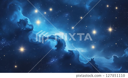 Abstract Blue Starry Nebula with Dreamy Space Elements 10-1 127851110