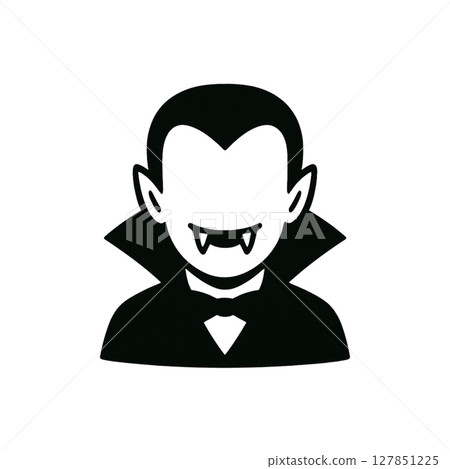 德古拉線描圖標，插圖，素材，無背景，無表情，萬聖節 127851225