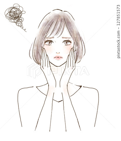 因皮膚粗糙、護膚、美容煩惱的女性 127851573