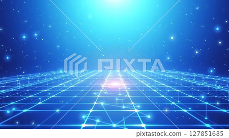 Blue Digital Universe with Abstract Grid and Tech Glow 14-6 127851685