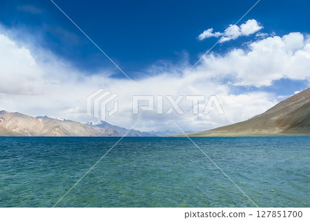Pangong Lake and mountain scenery in Ladakh, India Pangong Lake and mountain scenery in Ladakh, India 127851700