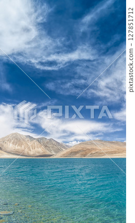 Pangong Lake and mountain scenery in Ladakh, India Pangong Lake and mountain scenery in Ladakh, India 127851712
