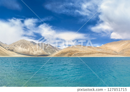 Pangong Lake and mountain scenery in Ladakh, India Pangong Lake and mountain scenery in Ladakh, India 127851715