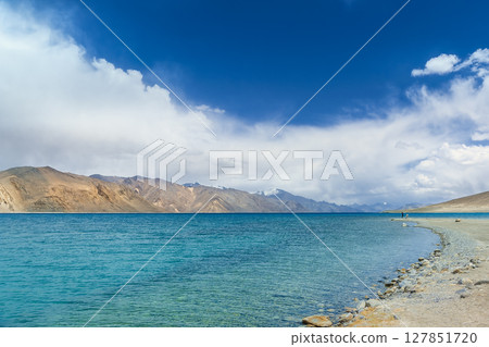 Pangong Lake and mountain scenery in Ladakh, India Pangong Lake and mountain scenery in Ladakh, India 127851720