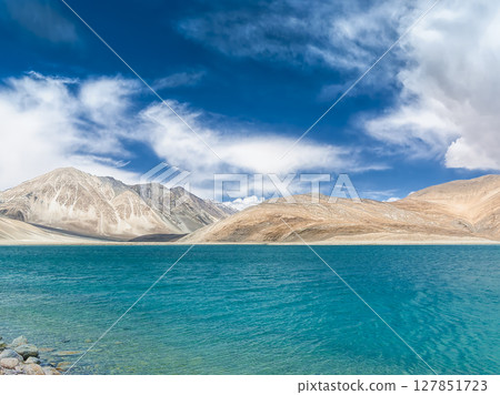 Pangong Lake and mountain scenery in Ladakh, India Pangong Lake and mountain scenery in Ladakh, India 127851723