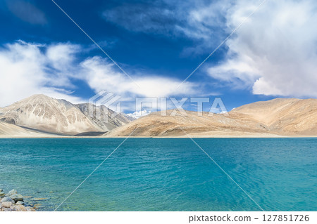 Pangong Lake and mountain scenery in Ladakh, India Pangong Lake and mountain scenery in Ladakh, India 127851726