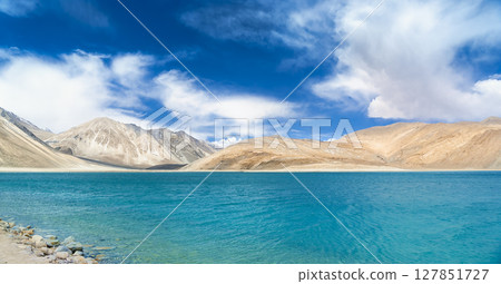 Pangong Lake and mountain scenery in Ladakh, India Pangong Lake and mountain scenery in Ladakh, India 127851727