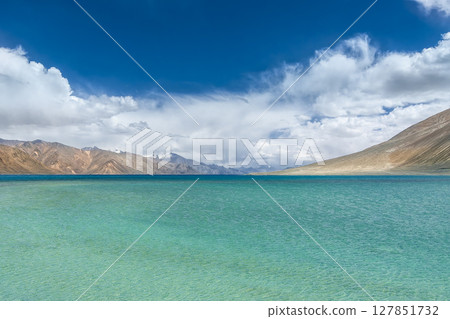 Pangong Lake and mountain scenery in Ladakh, India Pangong Lake and mountain scenery in Ladakh, India 127851732