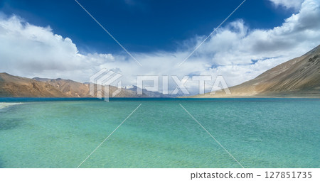Pangong Lake and mountain scenery in Ladakh, India Pangong Lake and mountain scenery in Ladakh, India 127851735