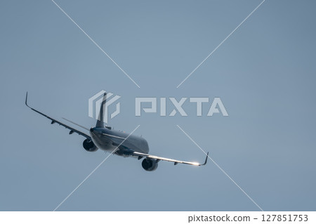 Sendai Airport in the morning, airplane taking off, Natori City, Miyagi Prefecture 127851753