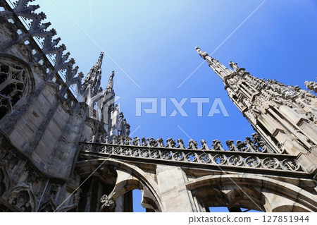 The spires and beams of the Duomo of Milan 127851944