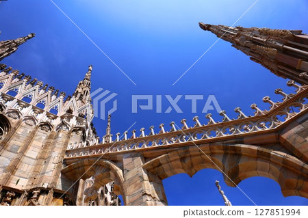 The spires and beams of the Duomo of Milan 127851994