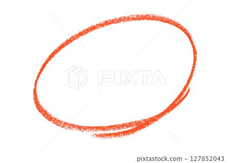 Red pencil highlight circle mark isolated on transparent background 127852043