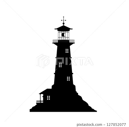 Light house by the sea with a white background 127852077