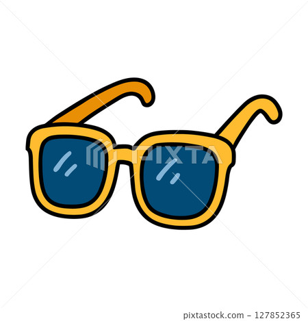 可愛的太陽眼鏡插圖（夏季，手繪風格，平面設計） 127852365
