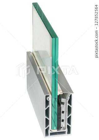 Innovative glass and frame design showcasing modern structural engineering techniques. Isolated on white background. 127852564