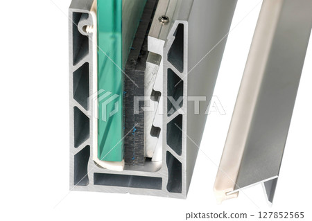 Exploring the intricate design of modern window frames showcasing advanced materials and technology. Isolated on white background. Exploring the intricate design of modern window frames showcasing advanced materials and technology. Isolated on white background. 127852565