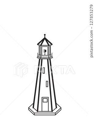 Light house by the sea with a white background 127853279