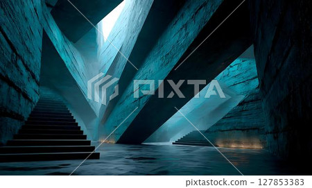 abstract dark room with concrete structure 127853383