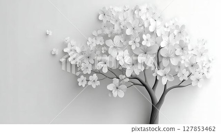 white flowers on a gray background 127853462