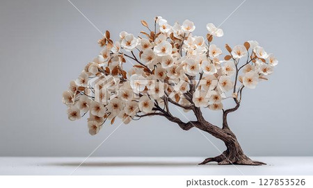 white flowers on a black background 127853526