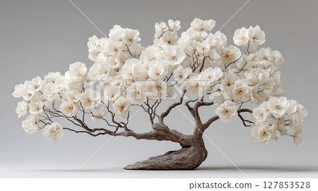 white flowers on a black background 127853528