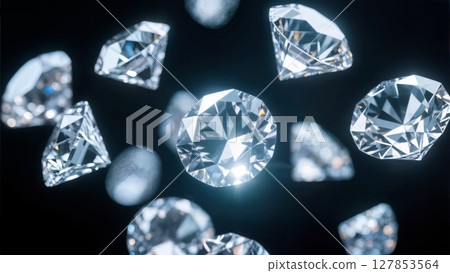 Abstract Diamond Cluster, Sparkling Gemstone, Luxury Jewelry, and Exquisite Value. Excellent for jewelry brands, high-end fashion, and investment themes 127853564