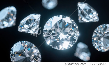 Abstract Diamond Cluster, Sparkling Gemstone, Luxury Jewelry, and Exquisite Value. Excellent for jewelry brands, high-end fashion, and investment themes 127853566