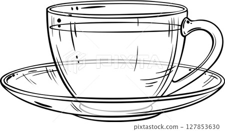 Cup of Tea  Outline Illustration 127853630