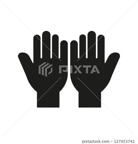 Raised Hands Solid Icon. Assistance, Support, And Participation Silhouette Symbol. Representing Help, Aid, And Volunteering. Isolated Vector Illustration 127853742