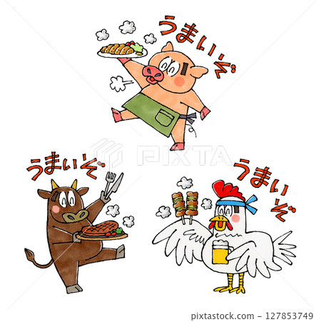 肉類角色（豬、牛、雞） 127853749