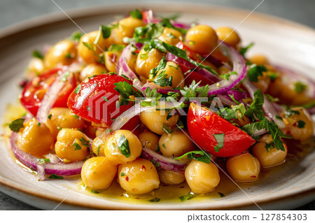 Chickpea salad bursting with freshness and vibrant colors ready for enjoyment 127854303