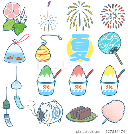 Pop and cute Japanese summer item set: with main lines 127854474