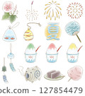 Simple and natural Japanese summer item set: watercolor 127854479