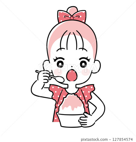 女孩吃刨冰 127854574