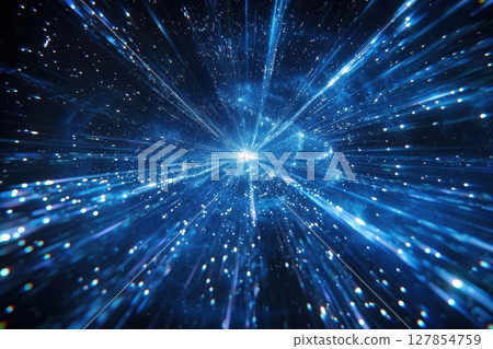 Abstract burst of light with blue hues. futuristic background 127854759