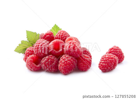 Sweet raspberry on white backgrounds Sweet raspberry on white backgrounds 127855208