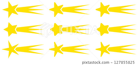 Vector illustration set of shooting star icons of various shapes Vector illustration set of shooting star icons of various shapes 127855825